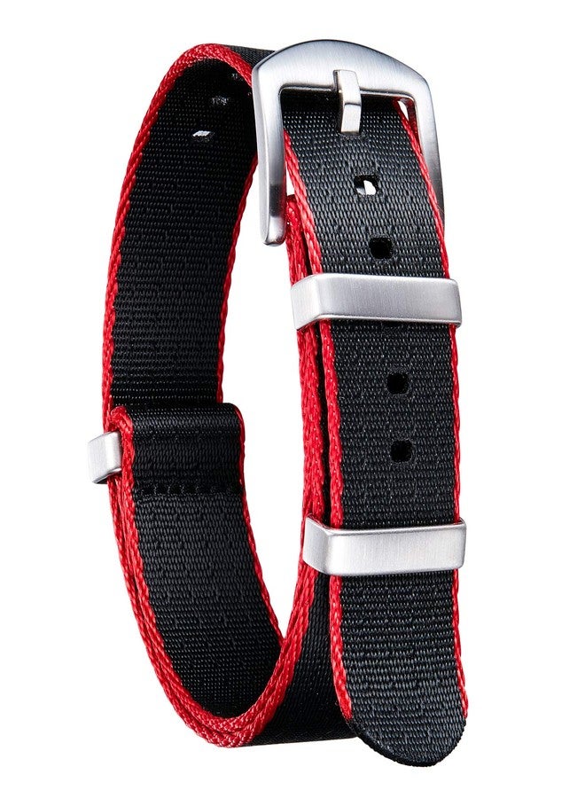 BINLUN Nylon Watch Straps Thick G10 Premium Ballistic Multicolor Replacement Watch Bands with Silver/Black Stainless Steel Buckle for Men Women 18mm 20mm 22mm 24mm（Red Edge，22mm） - Image 1