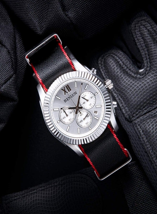 BINLUN Nylon Watch Straps Thick G10 Premium Ballistic Multicolor Replacement Watch Bands with Silver/Black Stainless Steel Buckle for Men Women 18mm 20mm 22mm 24mm（Red Edge，22mm） - Image 5