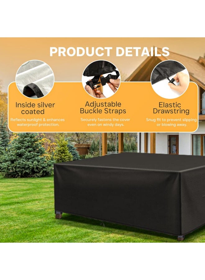 AIWANTO Heavy-Duty Waterproof Patio Furniture Cover – 420D Oxford Fabric Outdoor Garden Table, Chair & Sectional Sofa Protector, UV-Resistant Dustproof Windproof Cover with Drawstring Cord & Storage Bag – Black - Image 4