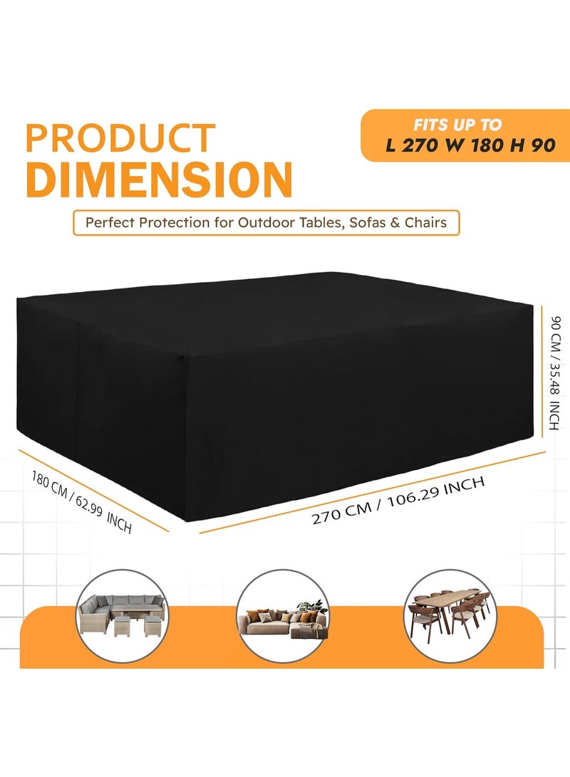 AIWANTO Heavy-Duty Waterproof Patio Furniture Cover – 420D Oxford Fabric Outdoor Garden Table, Chair & Sectional Sofa Protector, UV-Resistant Dustproof Windproof Cover with Drawstring Cord & Storage Bag – Black - Image 2
