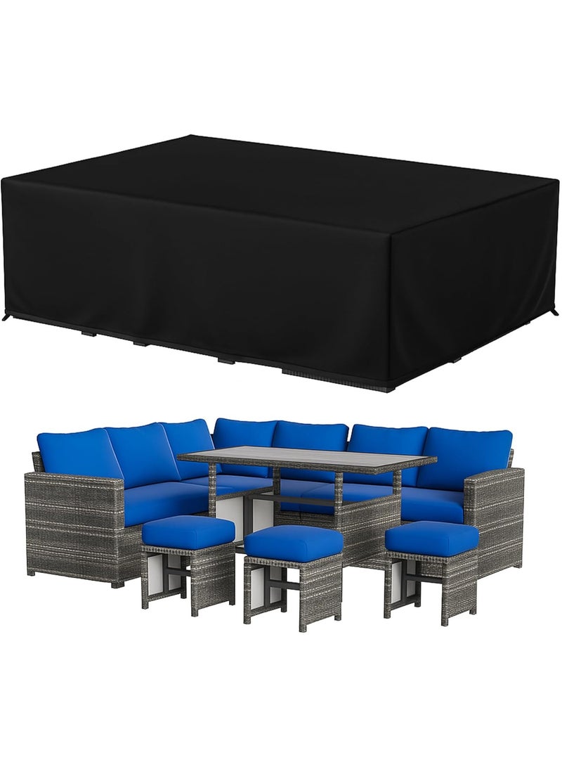 AIWANTO Heavy-Duty Waterproof Patio Furniture Cover – 420D Oxford Fabric Outdoor Garden Table, Chair & Sectional Sofa Protector, UV-Resistant Dustproof Windproof Cover with Drawstring Cord & Storage Bag – Black - Image 1