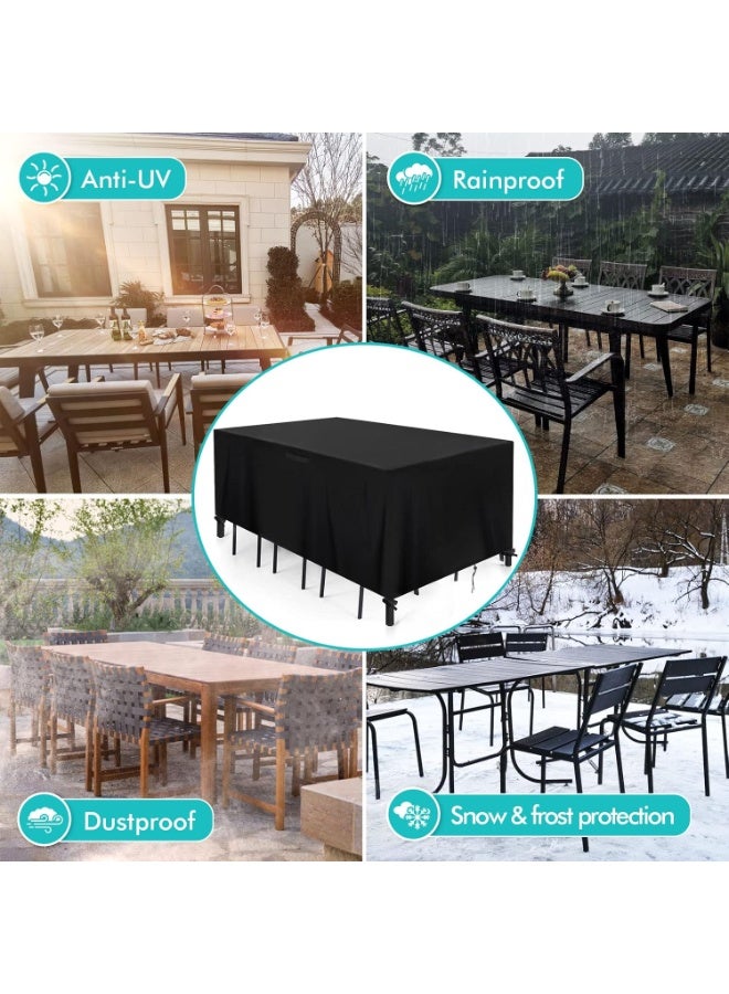 AIWANTO Heavy-Duty Waterproof Patio Furniture Cover – 420D Oxford Fabric Outdoor Garden Table, Chair & Sectional Sofa Protector, UV-Resistant Dustproof Windproof Cover with Drawstring Cord & Storage Bag – Black - Image 5