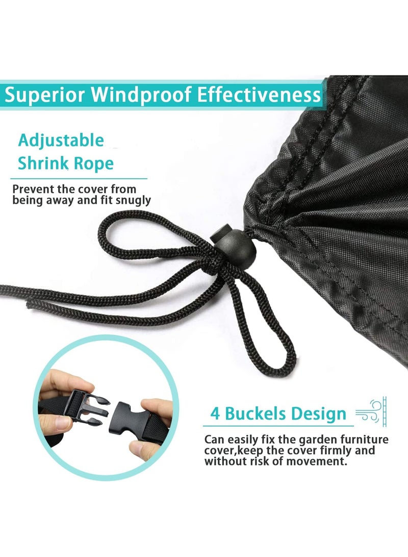 AIWANTO Heavy-Duty Waterproof Patio Furniture Cover – 420D Oxford Fabric Outdoor Garden Table, Chair & Sectional Sofa Protector, UV-Resistant Dustproof Windproof Cover with Drawstring Cord & Storage Bag – Black - Image 3
