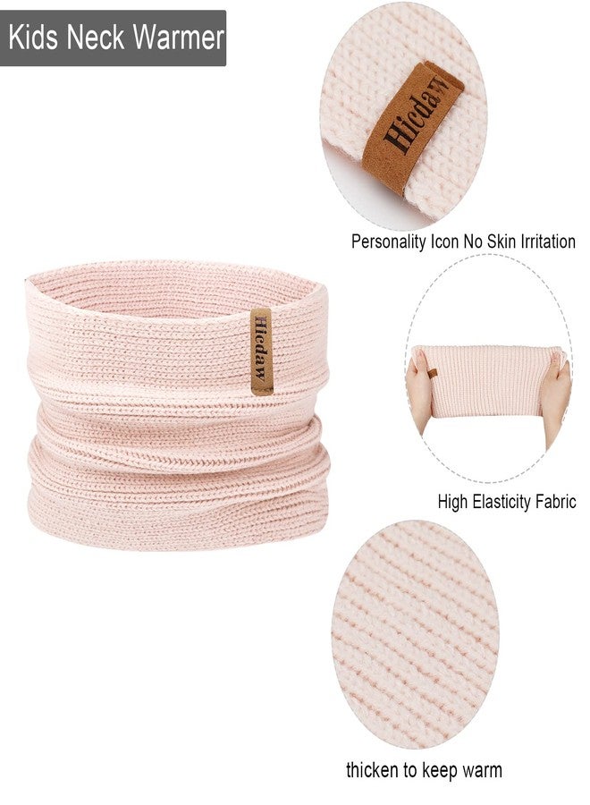 Hicdaw 3PCS Kids Winter Hat Glove Scarf Sets, Toddler Gloves Neck Warmer Baby Winter Hat Toddler Gloves Scarf Set for Boys Girls, Light Pink - Image 4