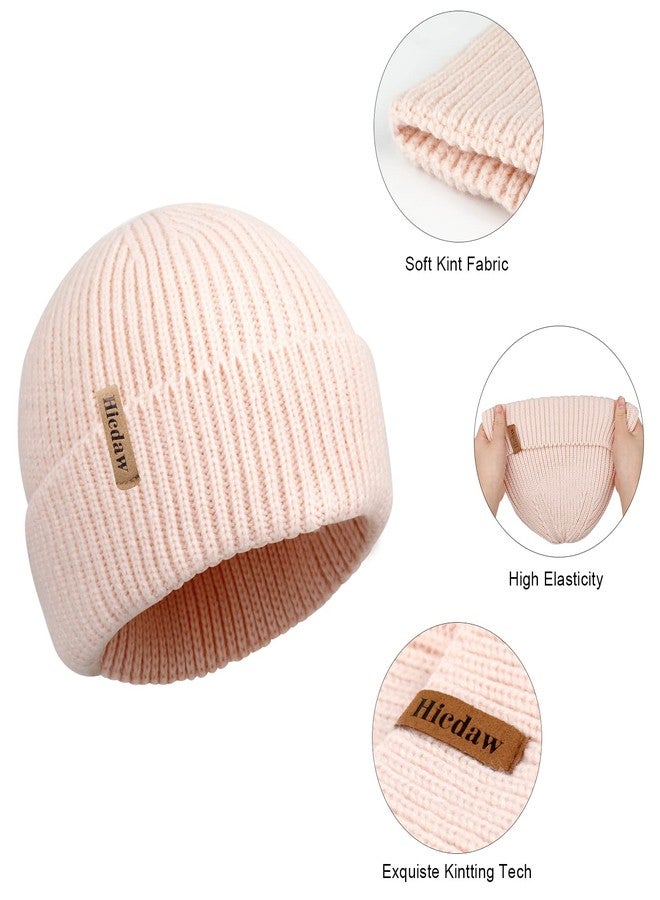 Hicdaw 3PCS Kids Winter Hat Glove Scarf Sets, Toddler Gloves Neck Warmer Baby Winter Hat Toddler Gloves Scarf Set for Boys Girls, Light Pink - Image 3