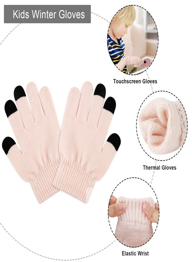 Hicdaw 3PCS Kids Winter Hat Glove Scarf Sets, Toddler Gloves Neck Warmer Baby Winter Hat Toddler Gloves Scarf Set for Boys Girls, Light Pink - Image 5