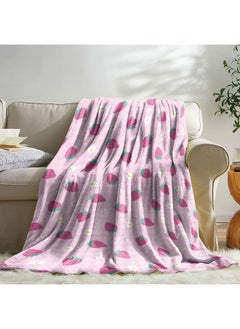Sowide Strawberry Blanket, Pink Checkered Blanket Throw Gift for Baby Girl, Soft Lightweight Strawberry Flower Flannel Blanket, Cozy Fleece Blanket Stuff for Kids, Couch, Bedroom, Living Room, 50"x60"  - Image 3