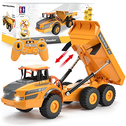 DOUBLE E Volvo RC Dump Truck Toy for Kids, Articulated Hauler, Remote Control Construction Toys Vehicles with Lights, Birthday Gifts Ideas for Boys Age 6 7 8 9 10 Year Old and up - Image 1