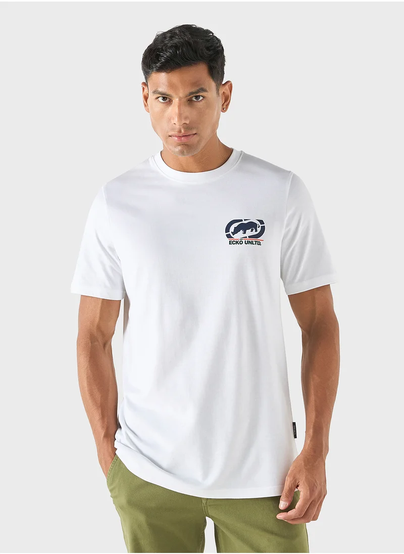 Ecko Unltd. Ecko Logo Print Crew Neck T-shirt with Short Sleev