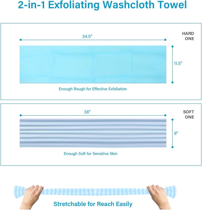 Yiclick 2PCS Exfoliating Washcloth Towel - Exfoliating Body Scrubber Exfoliator, Loofah Sponge Wash Cloth, Korean & Japanse & African Net Sponge Rag - Back Scrubber Washer (Blue) Practical design alternatives - Image 5
