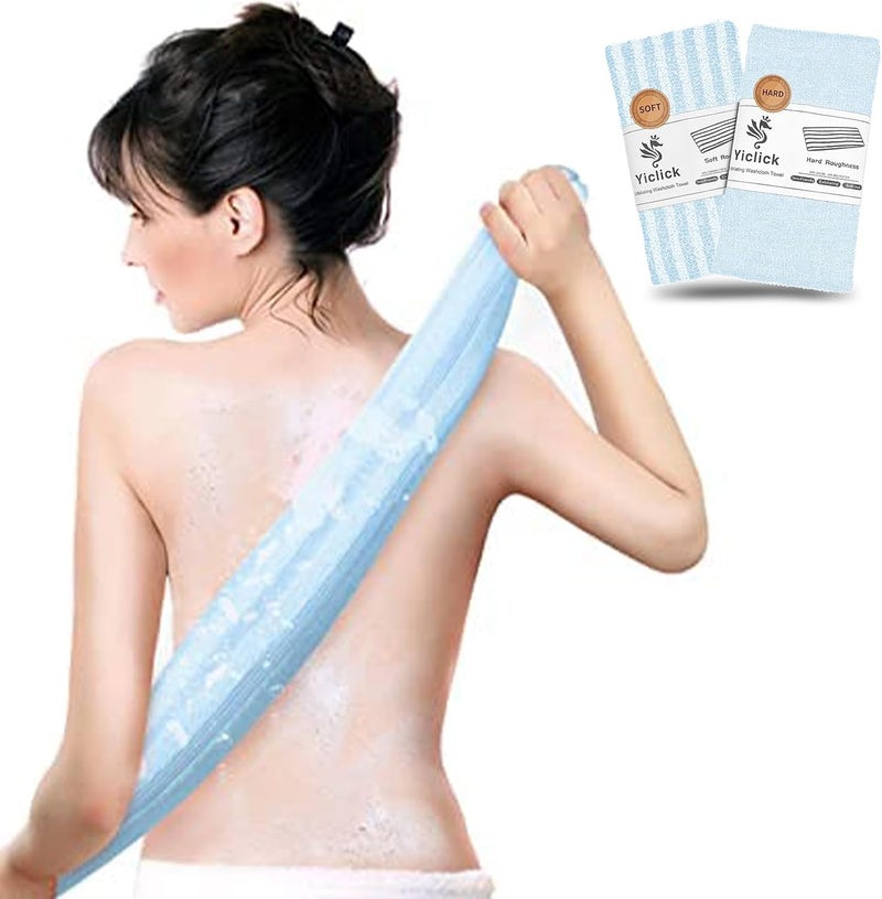 Yiclick 2PCS Exfoliating Washcloth Towel - Exfoliating Body Scrubber Exfoliator, Loofah Sponge Wash Cloth, Korean & Japanse & African Net Sponge Rag - Back Scrubber Washer (Blue) Practical design alternatives - Image 1