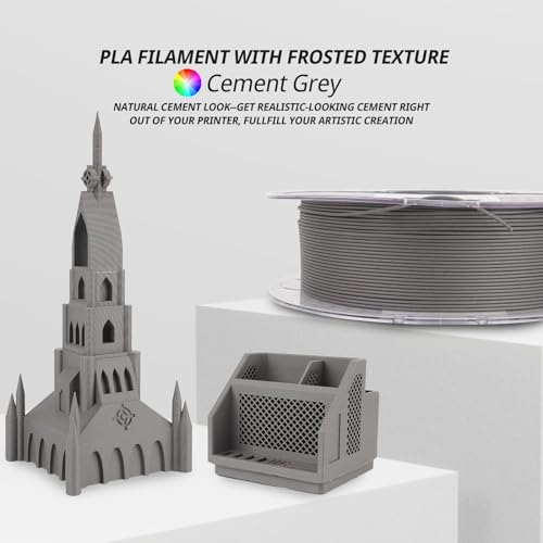AMOLEN PLA 3D Printer Filament, Cement Grey PLA Filament 1.75mm, Magic Stone Marble PLA 3D Printing Filament, 1kg Spool (2.2lbs), Dimensional Accuracy +/- 0.02 mm, Fit Most FDM Printer - Image 2