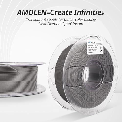 AMOLEN PLA 3D Printer Filament, Cement Grey PLA Filament 1.75mm, Magic Stone Marble PLA 3D Printing Filament, 1kg Spool (2.2lbs), Dimensional Accuracy +/- 0.02 mm, Fit Most FDM Printer - Image 5