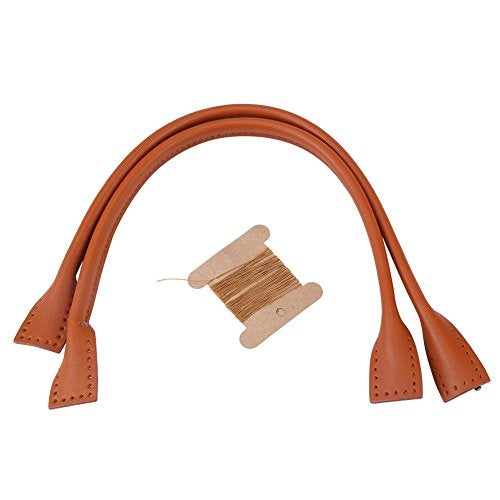 Walfront Leather Purse Handles Genuine Leather Bag Straps for DIY Hand Accessories with Thread Black and Brown Optional(Brown) - Image 1