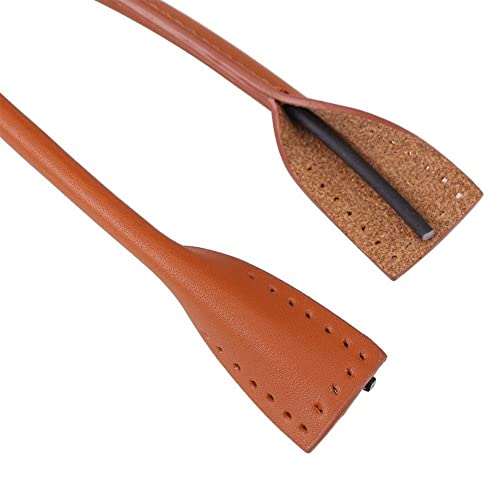 Walfront Leather Purse Handles Genuine Leather Bag Straps for DIY Hand Accessories with Thread Black and Brown Optional(Brown) - Image 3