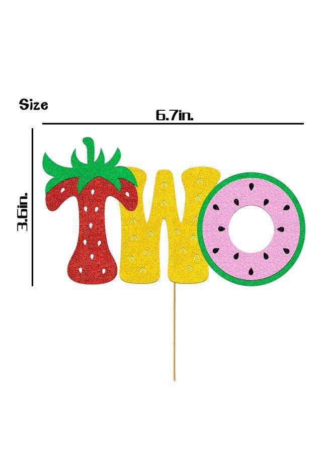 YBW Fruit Two Cake Topper Glitter Gold Fruity Two Cake Decorations for Girls Boys Strawberry Watermelon Pineapple Summer Fruits Happy Birthday Decorations Party Supplies for Baby Shower Kids - Image 4