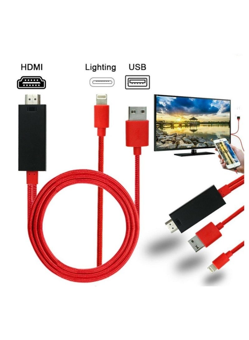 أيرلدوم ET-W5 2-in-1 8-Pin HDTV & Charging Cable 2M – 4K HD Lightning to HDMI Adapter for Phone to TV Screen Mirroring – Plug & Play AV Cable with Simultaneous Charging & Video Output – Silver - Image 4
