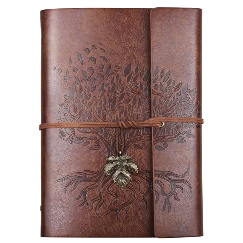 Billtigif PU Leather Journal Notebook, Refillable Travel Vintage Writing Journals Diary, Gifts for Women, Men, Teen Girls and Boys, 100GSM Lined Paper,160 Pages(Brown, A5 9.2" x 6.5") - Image 1