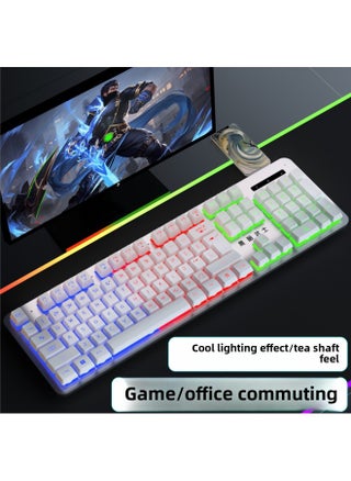 Mechanical Feel Keyboard Mouse Suit Wired Desktop Computer Notebook Game E-sports Typing Dedicated USB-Color:Mechanical Feel - 1 Year Warranty - White Colorful [single Keyboard] - Upgraded Alloy Panel + Character Lighting - No - 104 Keys - Official Standard - pzsku/Z785F0A53689C306A3189Z/45/1746219833/5558185c-6e42-4790-b613-2bb9ed90d6f4