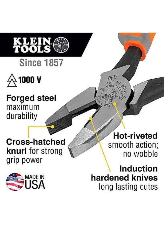 Klein Tools 2139Nerins 1000V Insulated Side Cutter Pliers High Leverage Design Induction Hardened Knives 9 Inch  - Image 2