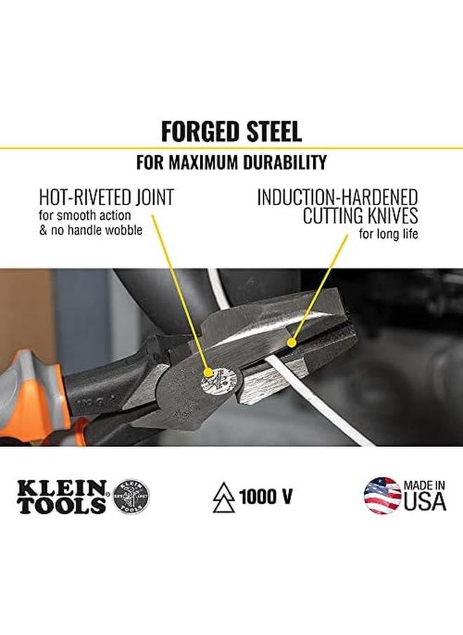 Klein Tools 2139Nerins 1000V Insulated Side Cutter Pliers High Leverage Design Induction Hardened Knives 9 Inch  - Image 4