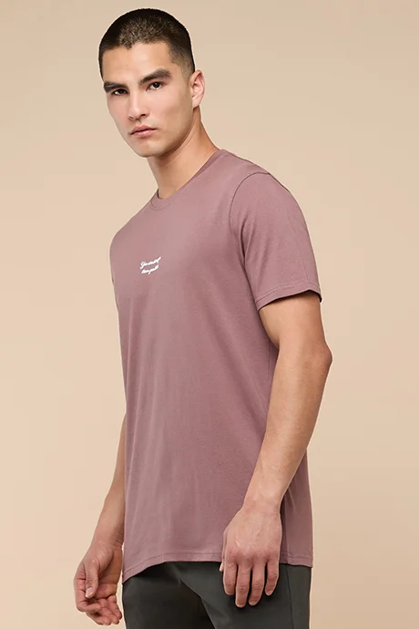 أر أند بي Typography Print T-Shirt with Crew Neck and Short Sleeves