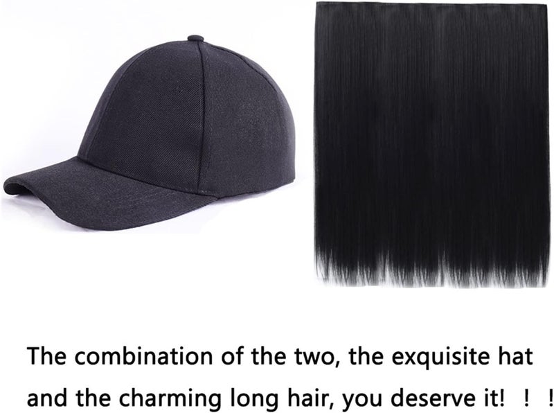 Dazzlook DAZZ LOOK Wig Cap Long Straight Baseball Cap With Synthetic Hair Adjustable Brown Wig Hat for Women  - Image 5