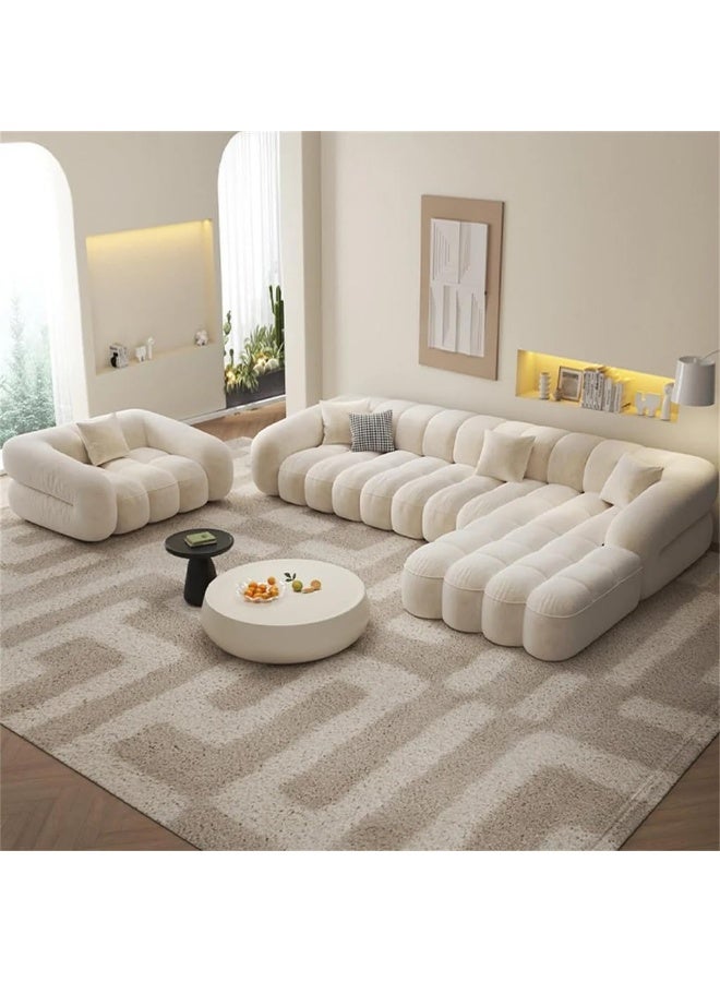 Comfynest مجموعة أرائك متعددة الوظائف مبطنة بالقماش - خيارات متعددة متاحة (شكل L مع كرسي، يسار) - Image 1