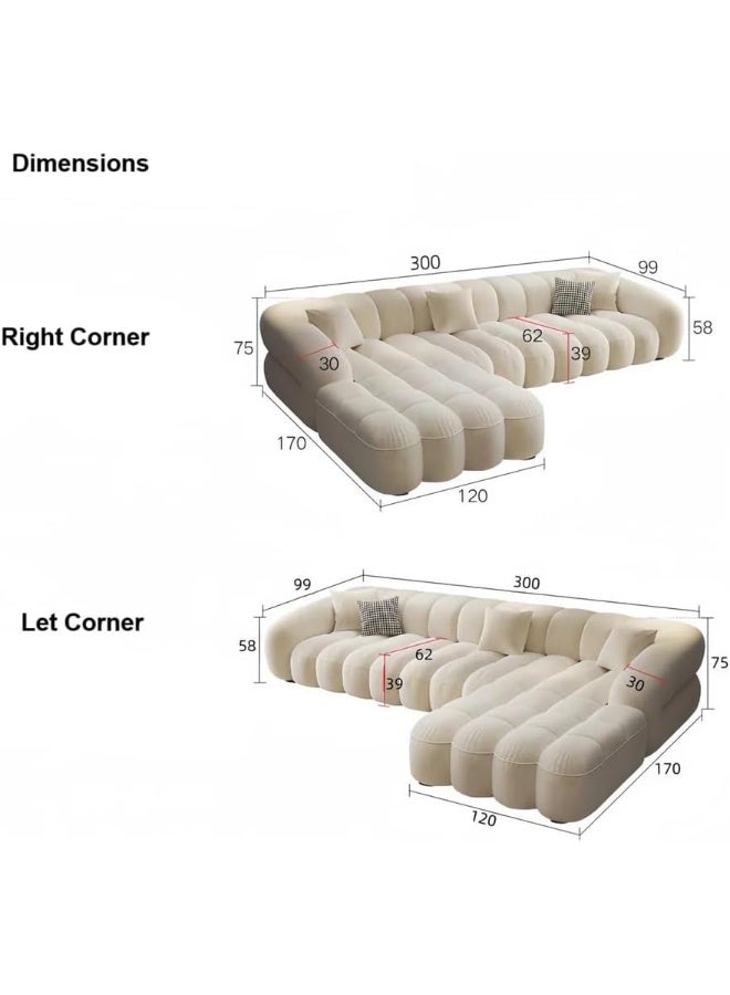 Comfynest مجموعة أرائك متعددة الوظائف مبطنة بالقماش - خيارات متعددة متاحة (شكل L مع كرسي، يسار) - Image 3