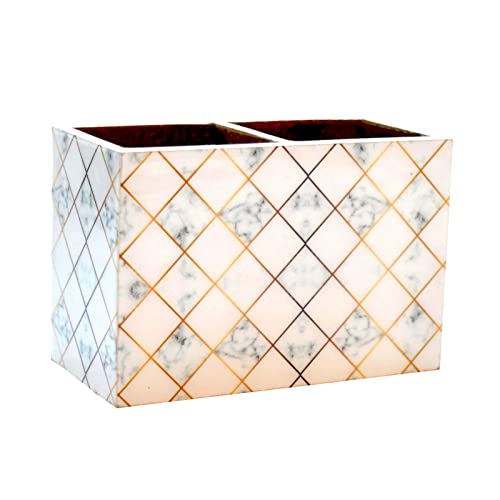 Tranquil Square Handcrafted Premium Finish Glossy Grey Stone Design Two Rack Cutlery Stand Dinning Essentials - Image 3