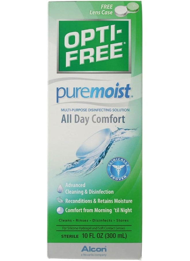 Opti-Free - Opti-Free Puremoist Multi-Purpose Disinfecting Solution with Lens Case, 10-Ounces, 10 FL Oz (Pack of 1) - Image 1