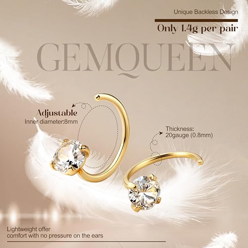 GEMQUEEN 14K Gold Plated Huggie Half Hoop Earrings Cartilage Helix Open Hugging Earrings for Women | 9 Pairs Hypoallergenic 316L Stainless Steel Jewelry Set with 5A CZ Pearl Heart Bar Star Ball Dot - Image 3