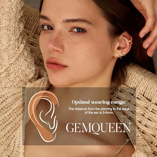 GEMQUEEN 14K Gold Plated Huggie Half Hoop Earrings Cartilage Helix Open Hugging Earrings for Women | 9 Pairs Hypoallergenic 316L Stainless Steel Jewelry Set with 5A CZ Pearl Heart Bar Star Ball Dot - Image 5