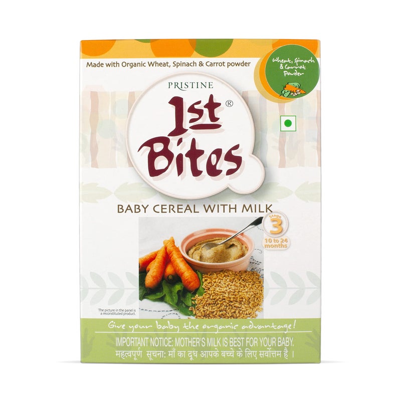 Pristine 1st BITES Baby Cereal 300g | Baby Food (10-24 Months) Stage-3, Organic Wheat, Spinach & Carrot Powder | Infant Food - Image 2