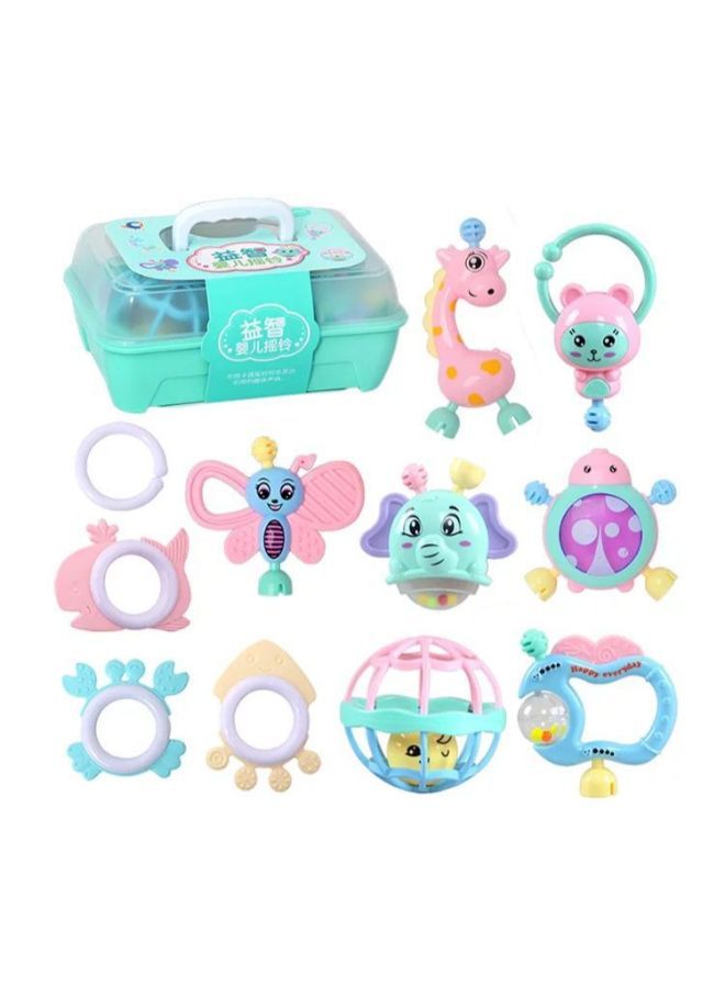 A box of rattles (shackles and silicone teethers) for children 11 piece