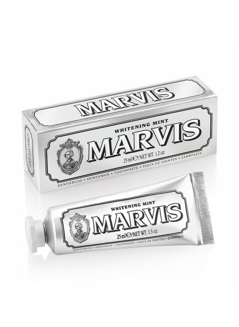 Marvis Whitening Mint Toothpaste 25ml – Strong Mint Flavor, Stain Removal, Fresh Breath, No Fluoride, Gentle on Enamel, Daily Oral Care, Made in Italy-Inspired Formula - Image 2