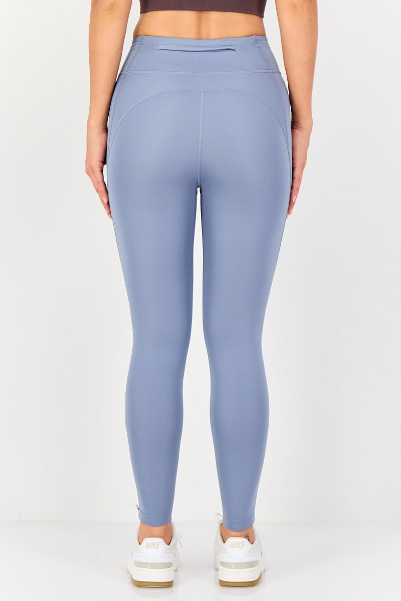 Nike Women Dri-Fit Brand Logo Running Leggings, Misty Blue - Image 2