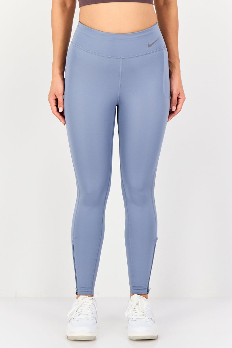 Nike Women Dri-Fit Brand Logo Running Leggings, Misty Blue - Image 1