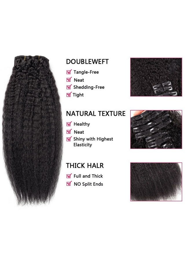 Alishow Kinky Straight Clip In Human Hair Extensions 14Inch 10Pcs 120G Natural Black Kinky Straight Clip Ins 8A Full Head Lace African Hair Clip In Extensions For Black Woman - Image 4