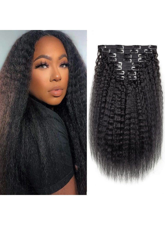 Alishow Kinky Straight Clip In Human Hair Extensions 14Inch 10Pcs 120G Natural Black Kinky Straight Clip Ins 8A Full Head Lace African Hair Clip In Extensions For Black Woman - Image 1