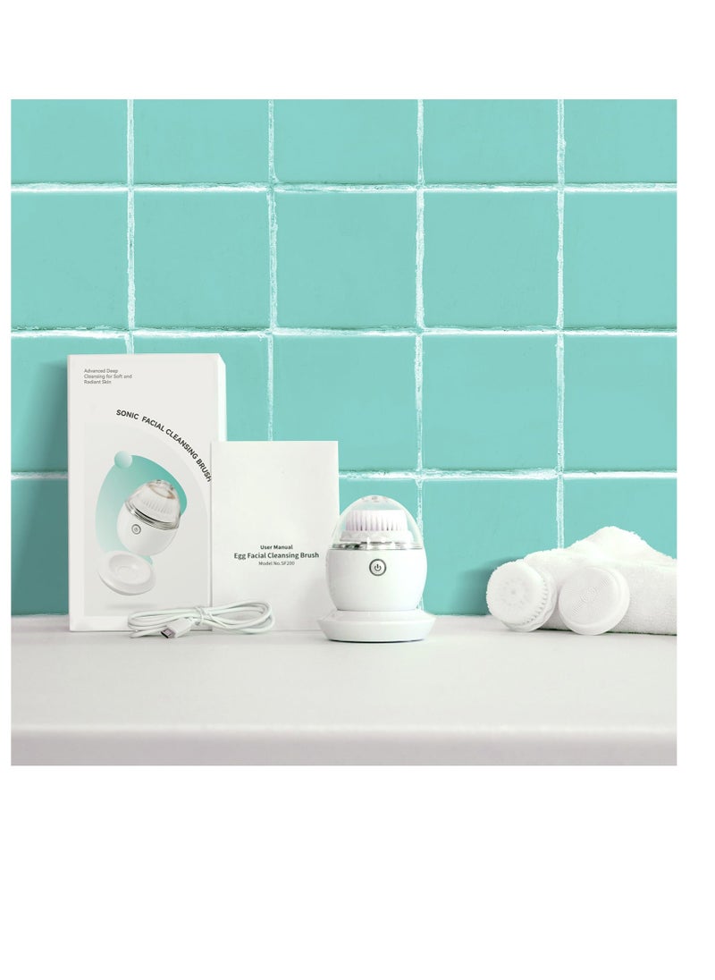 Excefore - Vibrating Facial Cleansing Brush,Sonic Vibration with 3 Intensity Levels, for Deep Cleansing and Exfoliation, Waterproof, Smart Timer, With 3 Brushing Heads, Wireless Rechargeable - Image 1