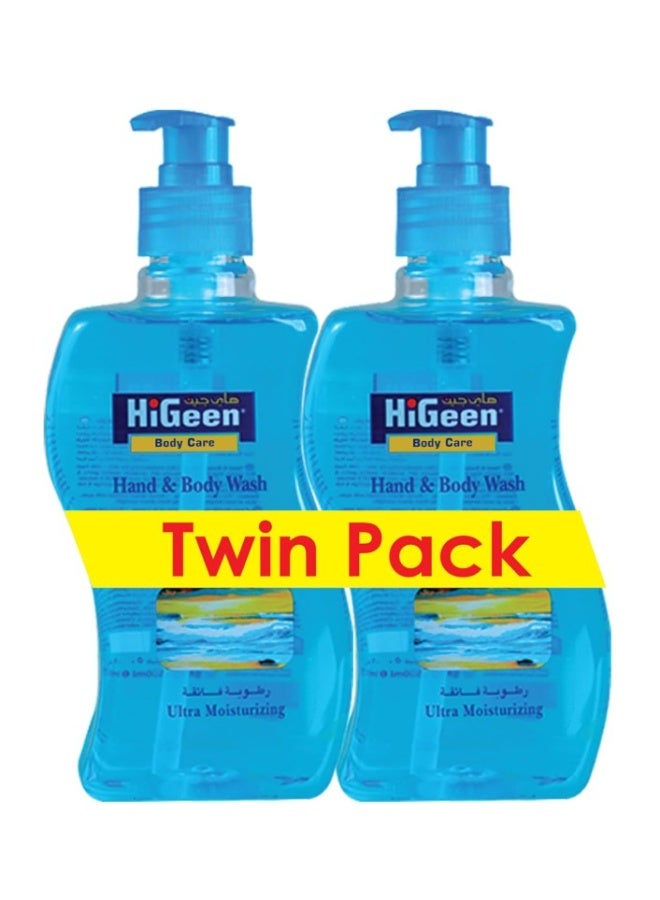 HiGeen Antiseptic Hand & Body Wash With Pump Wavy (Sea breeze) 500 ml (Twin Pack) - Image 1