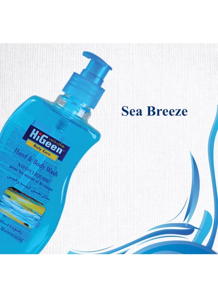 HiGeen Antiseptic Hand & Body Wash With Pump Wavy (Sea breeze) 500 ml (Twin Pack) - Image 2
