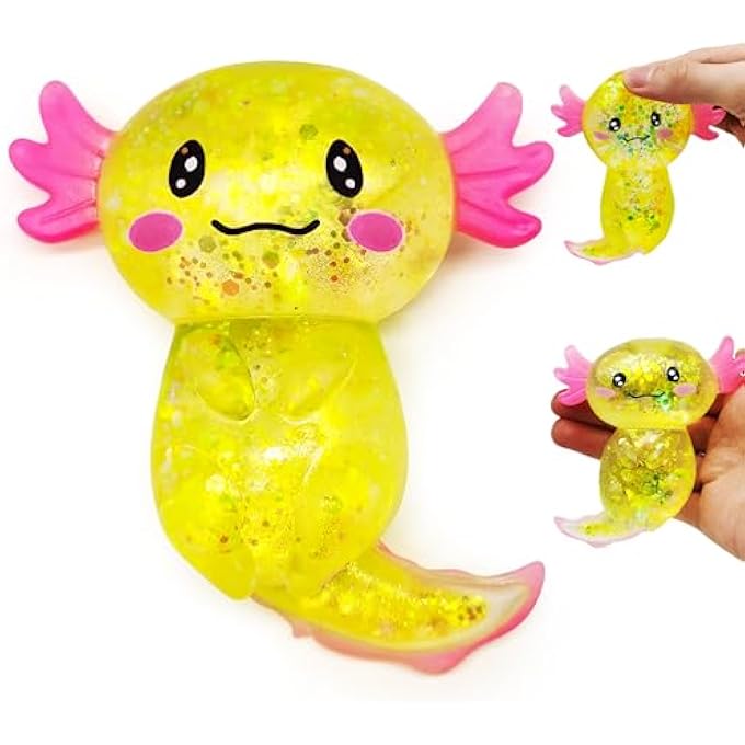 ZTATU Axolotl Squishy Toy Stress Ball for Adults and Kids (1PCS) - Sensory Sugar Salamander Animal Stress Relief Party Favors (Yellow) - Image 1