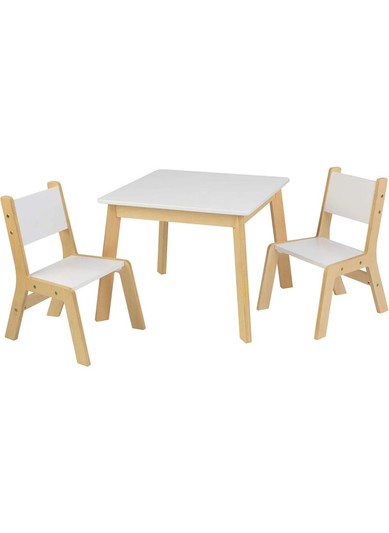 KidKraft KidKraft Wooden Modern Table  2 Chair Set Childrens Furniture White  Natural Gift for Ages 38  - Image 1