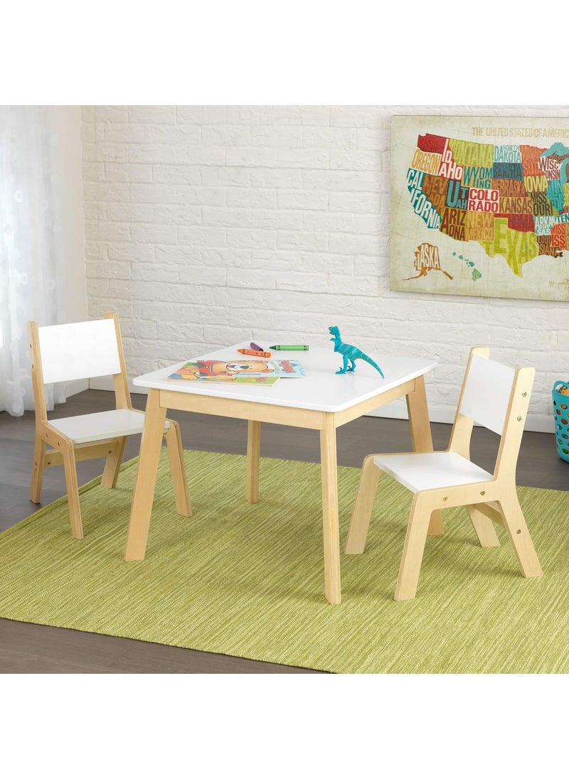 KidKraft KidKraft Wooden Modern Table  2 Chair Set Childrens Furniture White  Natural Gift for Ages 38  - Image 4