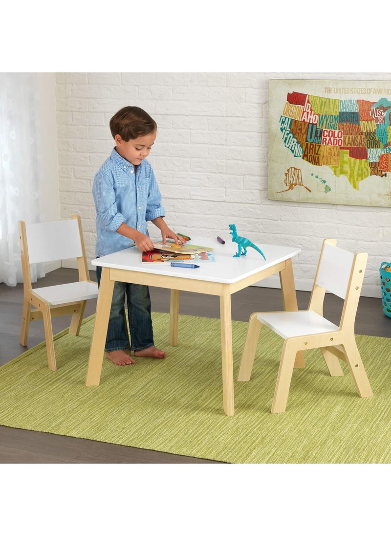 KidKraft KidKraft Wooden Modern Table  2 Chair Set Childrens Furniture White  Natural Gift for Ages 38  - Image 2