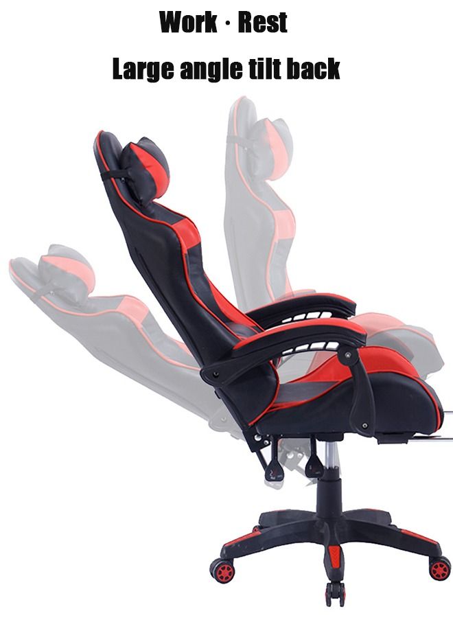 عربست Gaming Chair  Office Desk Chair Pu Leather High Back Adjustable Swivel Lumbar Support Reclining Ergonomic Gamers Chair (Red) - Image 3
