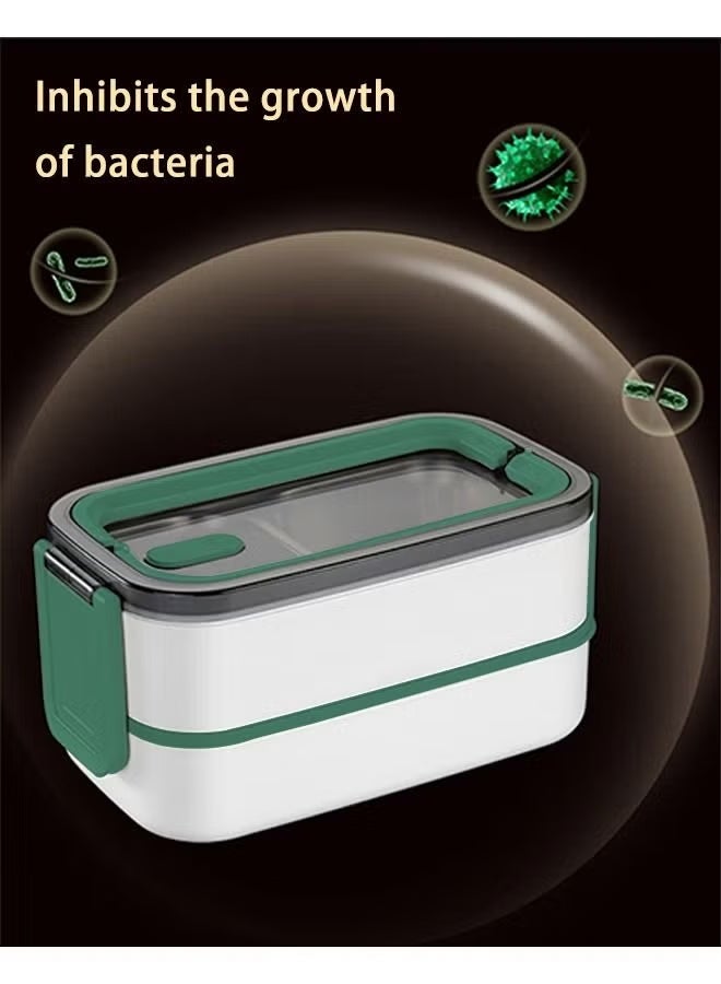 Hoasis Double Layer Lunch Box, Microwave Safe Bento Box with Heat Preservation, Food Grade Plastic Portable Lunch Container for Students & Office, Lightweight and Multicolour ‎21.5 x 11.5 x 10.5 cm - Image 3