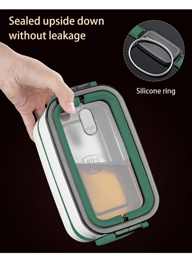 Hoasis Double Layer Lunch Box, Microwave Safe Bento Box with Heat Preservation, Food Grade Plastic Portable Lunch Container for Students & Office, Lightweight and Multicolour ‎21.5 x 11.5 x 10.5 cm - Image 5